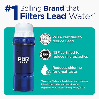 PUR Plus 7-Cup Water Filter Pitcher, Cleaner, Great-Tasting Water, Dishwasher Safe, Powerful, Lead-Reducing Filtration, LockFit Cap Design, Smoke