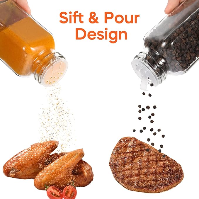 Keketin 6 oz Glass Spice Jars Bottles,25 Pack Empty Spice Jars with Shaker Lids and Labels,180ml Square Spice Containers with Airtight Silver Caps(Chalk Marker,Funnel and Brush include) - Image 6
