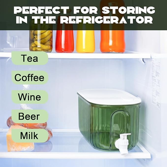 FillTouch 4 Pcs Drink Dispensers for Fridge with Spout Refrigerator Beverage Water Dispenser Plastic Juice Pitcher Containers with Lids for Kitchen Party