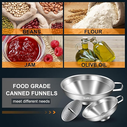 Walfos 5.5 Inch and 4 inch Stainless Steel Wide-Mouth Funnel with Handle for Wide and Regular Mason Jars Canning Jars,Wide Mouth Funnels for Kitchen Use Transferring Liquid and Dry Ingredients! - Image 2
