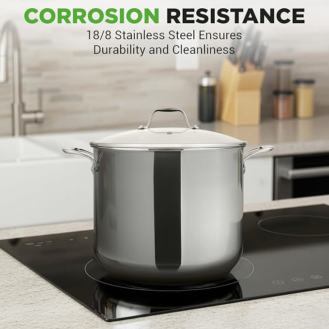 NutriChef 12-Quart Stainless Steel Stockpot – 18/8 Food Grade Heavy-Duty Induction-Compatible Pot with See-Through Lid, Ideal for Stews, Broths, Simmering & Soups, Dishwasher Safe – NCSP12 - Image 7