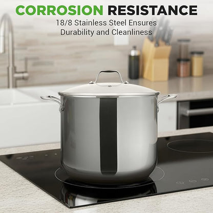 NutriChef 12-Quart Stainless Steel Stockpot – 18/8 Food Grade Heavy-Duty Induction-Compatible Pot with See-Through Lid, Ideal for Stews, Broths, Simmering & Soups, Dishwasher Safe – NCSP12 - Image 7