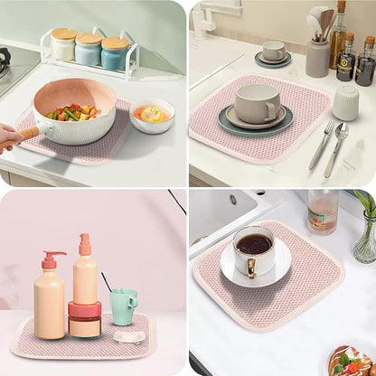 GeeRic Microfiber Dish Drying Mat, Super Absorbent Kitchen Dish Drying Pad for Mother's Day, Reversible Gift Mats for Countertop, 7 * 7 inch Beige - Image 5
