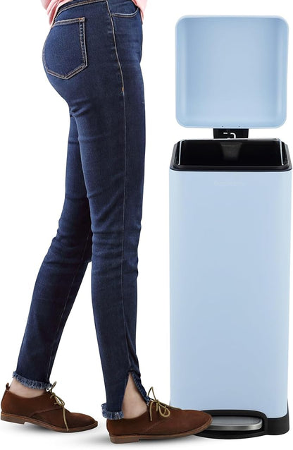 happimess HPM1007I Betty Retro 8-Gallon Step-Open Trash Can, Fingerprint Resistant, Modern, Minimalistic for Home, Kitchen, Laundry Room, Office, Bedroom, Bathroom, Tide Pool Blue - Image 6