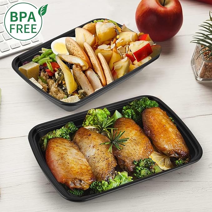 50-Pack Meal Prep Containers, 26 OZ Microwavable Reusable Food Containers with Lids for Food Prepping, Disposable Lunch Boxes, Plastic Food Boxes- Stackable, Freezer Dishwasher Healthy - Image 7