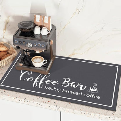 Findosom Dish Drying Mat, 16"x 24" Super Absorbent & Hide Stain Coffee Mat, Cuttable Drying Mat for Kitchen Counter, Coffee Bar Accessories, Under Dish Rack, Coffee Maker, Espresso Machine, DarkGrey - Image 4