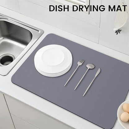 WISELIFE Dish Drying Mat Super Absorbent Drying Mat Large Dish Drying Mats for Kitchen Counter Easy Clean Dish Mat Kitchen Drying Mat16"x 24" Classic Grey - Image 6