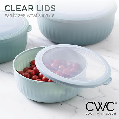 COOK WITH COLOR Prep Bowls with Lids- Wide and Deep Nesting Plastic Small Mixing Bowl Set with Lids, 12 Piece Set - Wide Bowls, Teal - Image 4