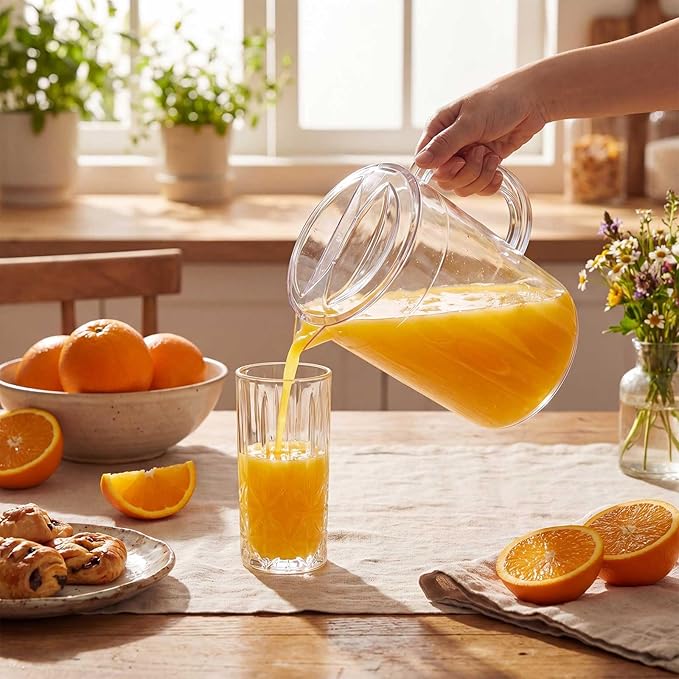 Tessco for you 12 Pcs Plastic Pitchers 60 Ounce Clear Restaurant Jug Large Water Pitcher Carafe Serve Milk Tea Juice Drink for Parties Container Dispenser Beer Jar (Fashion) - Image 5