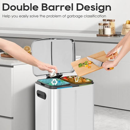 FDW | 10 Gallon Trash Can with Lid | Stainless Steel | Fingerprint-Proof | Made of Stainless Steel | Soft-Close Step Pedal | Hands-Free Use | Easy to Clean | for Kitchen, Office, Bathroom - Image 4