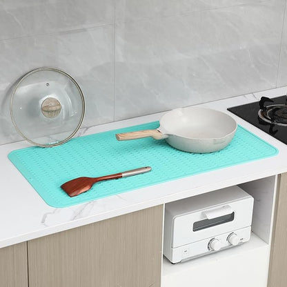 MicoYang Silicone Dish Drying Mat for Multiple Usage,Easy clean,Eco-friendly,Heat-resistant Silicone Mat for Kitchen Counter or Sink,Refrigerator or Drawer Liner Mint 5XL 36inches x 18inches - Image 7