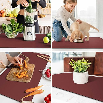 WISELIFE Dish Drying Mat Super Absorbent Drying Mat Large Dish Drying Mats for Kitchen Counter Easy Clean Dish Mat Kitchen Drying Mat18"x 36" Classic Red - Image 6