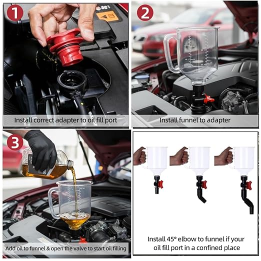 STONESTAR Engine Oil Funnel Kit, 18-Piece No Spill Oil Funnel Set with 12 Adapters, 1.59QT, Hands-Free, Magnetic Storage, for Oil Change, Fits GM Ford BMW Audi Toyota Honda