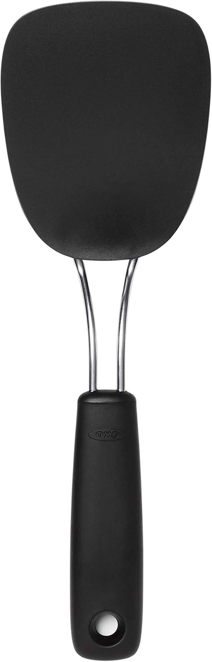 OXO Good Grips Large Silicone Flexible Turner & 65191 Good Grips Nylon Flexible Turner, Black - Image 5
