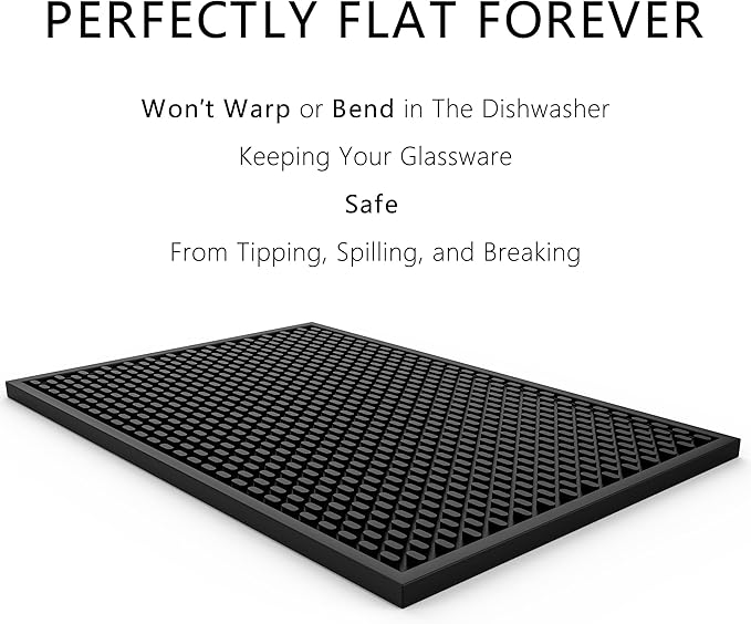 AXIESO Silicone Drip Mat - 1/2 Inch Thick, Heat-Resistant and Food Safe - Counter Top, Coffee Bar or Restaurant - Drying Mat for Glasses - 18x12 Inches - Image 8