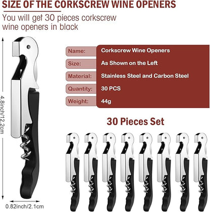 Honoson Wine Keys Opener Travel Corkscrew Wine bottle Opener Waiter Beer Bartender for Home Office Kitchen Restaurant Bar Applications (Black,30 Pcs) - Image 2