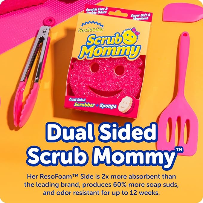 Scrub Daddy Original (4) + Scrub Mommy Kitchen Sponges (4) - Scratch-Free Dish Scrubber - Multipurpose Kitchen Cleaning Sponges - BPA Free Polymer Foam - Stain & Odor Resistant (8 Pack) - Image 9