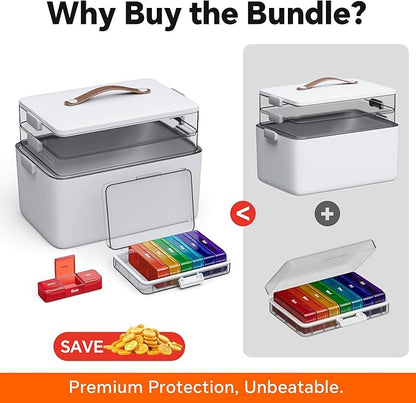 CTIME 3-Tier Medicine Organizer with Pill Case - Portable Pill Case & Empty First Aid Kit for Home, Travel, RV, School, Dorm, Ideal Elderly, Father Gift - Image 4