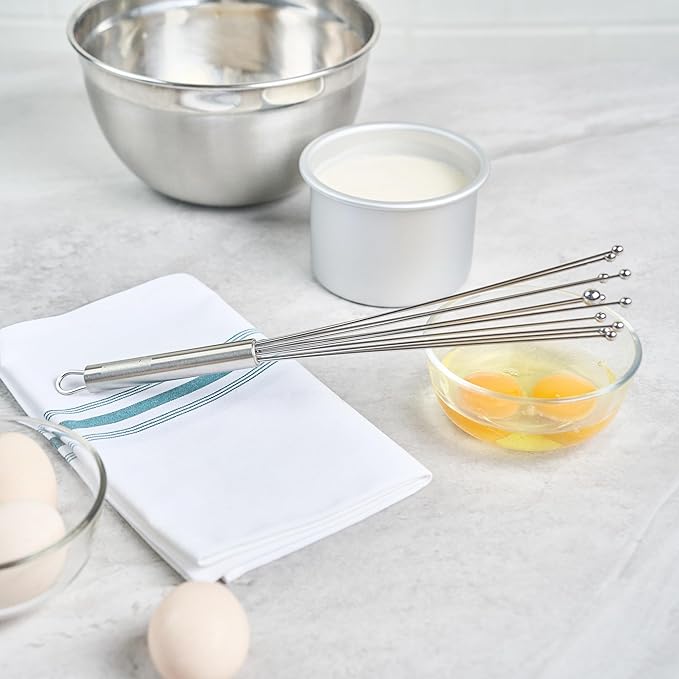 Restaurantware 12.5 in Stainless Steel Ball Whisk - 6 Pack - German Standard Egg Beater with Ergonomic Handle, Dishwasher Safe - Manual Mixer Cooking Whisk for Baking, Stirring, Sauces, Beating - Image 4