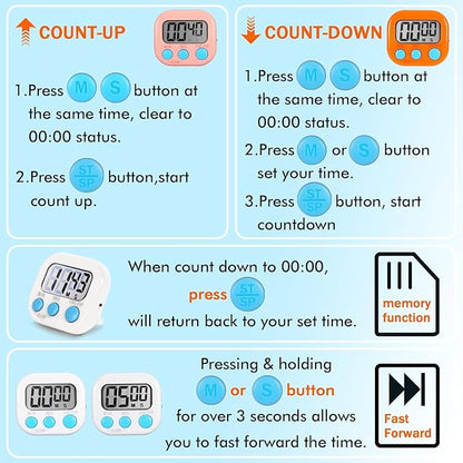 12 Pack Multi-Function Electronic Timer, Learning Management, Suitable for Kitchen, Study, Work, Exercise Training, Outdoor Activities(not Including Battery) - Image 3