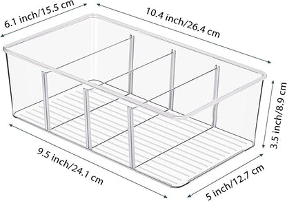 Vtopmart 8 Pack Food Storage Organizer Bins, Clear Plastic Bins for Pantry, Kitchen, Fridge, Cabinet Organization and Storage, 4 Compartment Holder for Packets, Snacks, Pouches, Spice Packets - Image 3