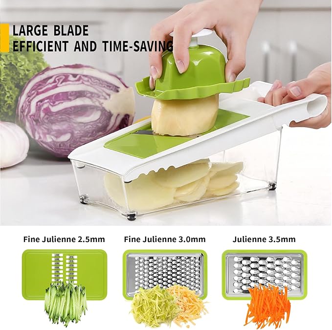Graters For Kitchen, Cheese Grater with Container, Mandoline Slicer For Kitchen, Vegetable Grater, Carrot Shredder, Julienne Slicer and Peeler, Potato Slicer - Image 4