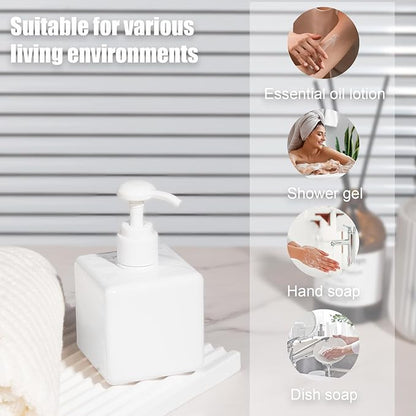 Pump Bottle, Refillable Plastic Empty Lotion Soap Dispenser Liquid Container for Bathroom Shampoo and Body Wash, 8.4oz/250ml White 2 Pack