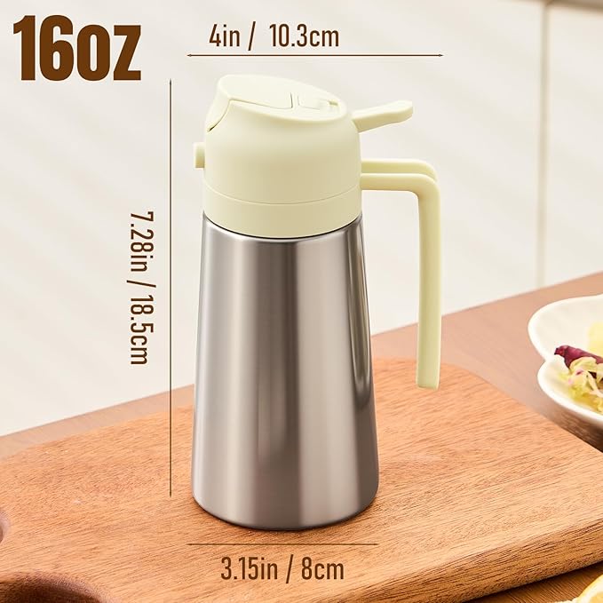 PARACITY Oil Dispenser Bottle with Stainless Steel Shell & Ceramic Sprayed Interior, 2 in 1 Olive Oil Sprayer and Dispenser, Oil Spray Bottle for Cooking, Kitchen, BBQ, Air Fryer, Salad, Baking(White) - Image 7
