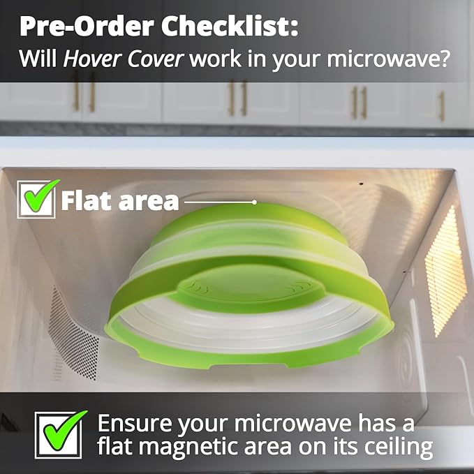HOVER COVER Magnetic Microwave Splatter Cover with High Power, Strongest Magnetic Grip, Collapsible 12-Inch BPA-Free Food Lid, Vented Plate Guard, Dishwasher Safe, Space-Saving Storage - Green - Image 3