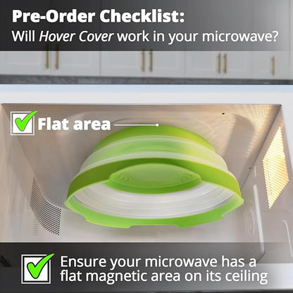 HOVER COVER Magnetic Microwave Splatter Cover with High Power, Strongest Magnetic Grip, Collapsible 12-Inch BPA-Free Food Lid, Vented Plate Guard, Dishwasher Safe, Space-Saving Storage - Green - Image 3