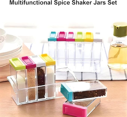 12 PCS Colorful Spice Shaker Jars, Salt and Pepper Shakers Set, Seasoning Shaker Boxes Condiment Set, Anberky Plastic Spice Dispenser Case Clear Seasoning Storage Container Bottle with Lid & Tray (#B) - Image 9