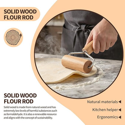 Pastry and Pizza Baking Roller Pin, Non Stick Wood Rolling Pins for Baking(T-Shape) - Image 4