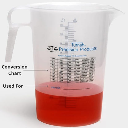 One Gallon 128oz Measure Pitcher - Convenient Conversion Chart - Strong Food Grade - Great for Lawn, Chemicals Pool, Ag, Lye, Home Hobbies, Motor Oil, Fluids - Turnah Precision Products, Made in USA - Image 2