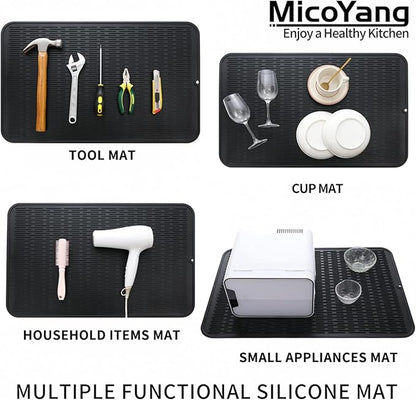 MicoYang Silicone Dish Drying Mat for Multiple Usage,Easy clean,Eco-friendly,Heat-resistant Silicone Mat for Kitchen Counter or Sink,Refrigerator or Drawer Liner Black 3XL 28 inches x 18 inches - Image 4