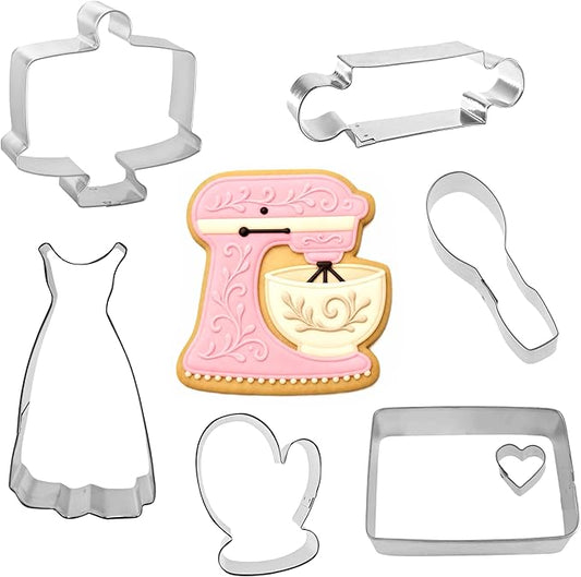 Baking Cookie Cutter 8 Piece Set from The Cookie Cutter Shop - Oven Mitt, Cake Stand, Mixer, Rolling Pin, Apron Cookie Cutters – Tin Plated Steel Cookie Cutters