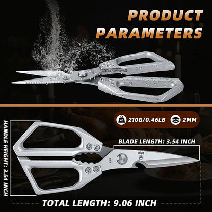 Kitchen Scissors All Purpose - Heavy Duty Poultry Shears, Ultra Sharp Japanese Steel Cooking Scissors for Food, Dishwasher Safe - Image 2