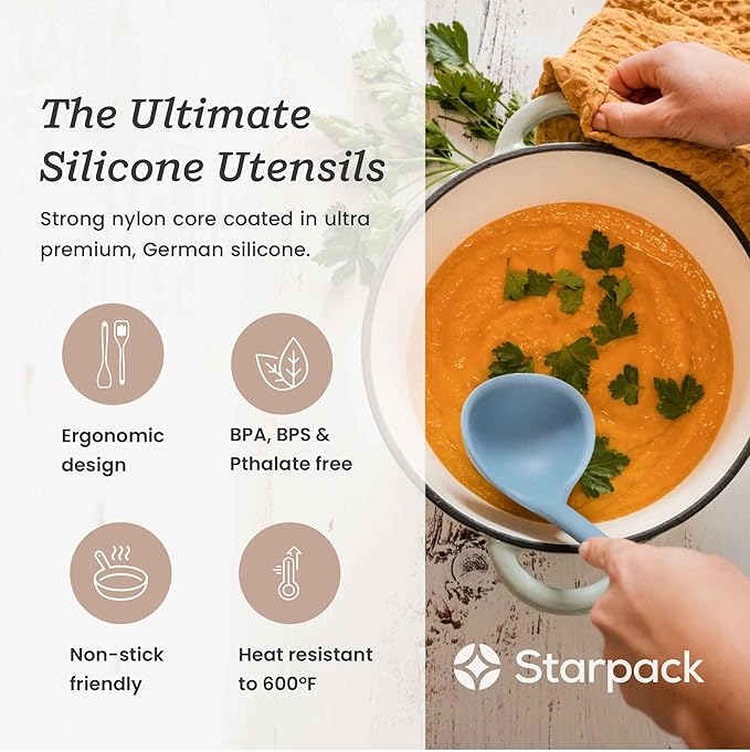 Starpack 'Stir & Serve' Silicone Cooking Utensils Set (5 Pcs) - 10.5" - Kitchen Utensil Set Heat Resistant to 600°F - Kitchen Utensils for Nonstick Cookware - Silicone Utensil Set for Mixing & Cooking - Image 2