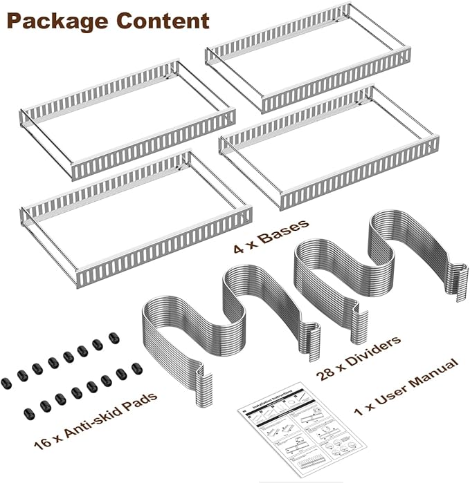 Housolution 2 Pack Pot and Pan Organizer, 12"-23" Expandable Pot Lid Organizer with 14 Adjustable Dividers, Pan Lid Holder Storage Rack for Cabinet, Silver - Image 7