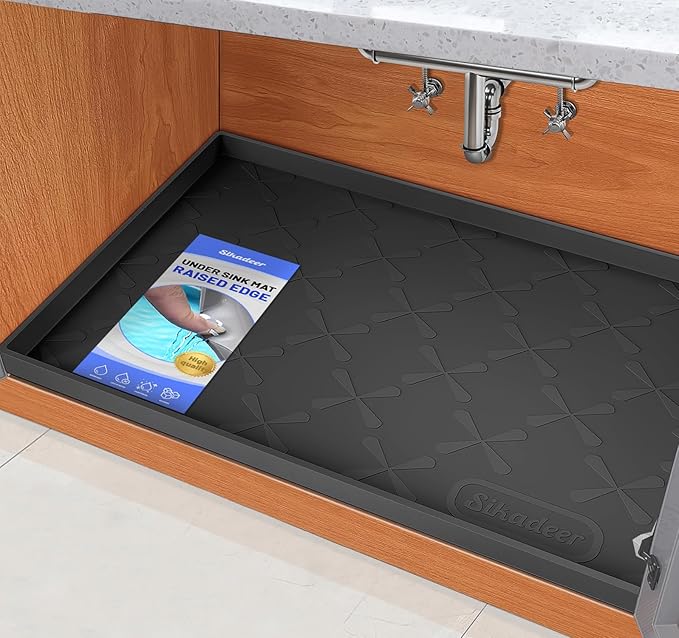 SIKADEER 37" x 22" Under Sink Mat Waterproof, Silicone Mat Kitchen Drawer Shelf and Cabinet Liner, Sink Protector for Kitchen Organizers and Storage, Boot Tray Pet Food Mats by SIKADEER