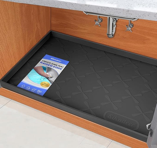 SIKADEER 19" x 19" Under Sink Mat Waterproof, Silicone Mat Kitchen Drawer Shelf and Cabinet Liner, Sink Protector for Kitchen Organizers and Storage, Boot Tray Pet Food Mats by SIKADEER