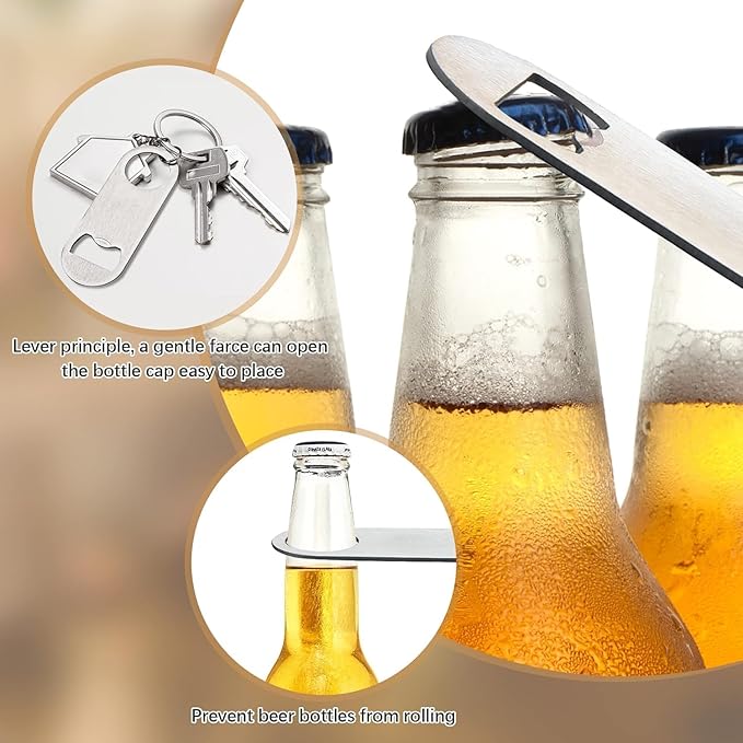 30 Pcs Flat Bottle Opener 3.5 x 1.18 inches Stainless Steel Beer bottle Openers Heavy Duty Bar Blade Solid Bottle Cap Opener Funny Bartender Bottle Opener for Kitchen Party Supplies,Silver - Image 3