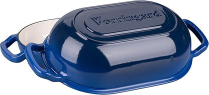 VORRINGARD Enameled Cast Iron Sourdough Bread Oven, Dutch Oven, Loaf Cast Iron Bread Pan for Homemade Bread Baking, Meatloaf Pan with Lid, 7QT, Blue - Image 4