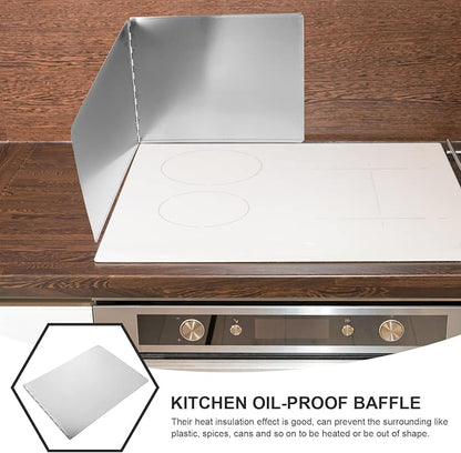 Kichvoe Stainless Steel Oil Splash Baffle 31.49X11.81 Inch Foldable Stove Splatter Guard Grease Protection Screen for Kitchen Frying Pans