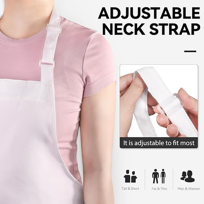 NLUS 2 Pack White Aprons with 2 Pockets for Women Men Kitchen Aprons with Pockets, Chef Aprons for Baking BBQ Cooking - Image 4