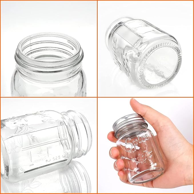 CycleMore 30 Pack 4oz Glass Mason Spice Jars, Round Spice Containers with Gold Metal Caps and Pour/Sift Shaker Lids-80pcs Labels,1pcs Silicone Collapsible Funnel,1Brush and Pen Included - Image 3