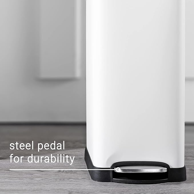 happimess HPM1007A Betty Retro 8-Gallon Step-Open Trash Can with Soft-Close Lid, Fingerprint Resistant, Modern, Minimalistic for Home, Kitchen, Laundry Room, Office, Bedroom, Bathroom, White - Image 7