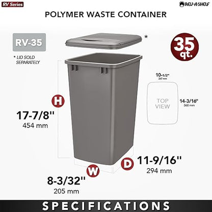 Rev-A-Shelf 35 qt. Silver Polymer Replacement Waste Container Pullouts