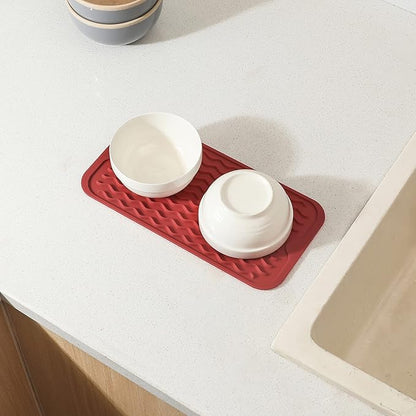 MicoYang Silicone Dish Drying Mat for Multiple Usage,Easy clean,Eco-friendly,Heat-resistant Silicone Mat for Kitchen Counter or Sink,Refrigerator or Drawer Liner Red S 12 inches x 6 inches - Image 8