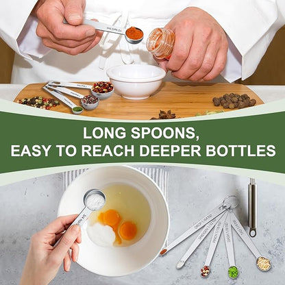 EWFEN Measuring Cups and Spoons Set, 7 Stainless Steel Nesting Measuring Cups & 7 Spoons, 5 Mini Measuring Spoons & 2 Detachable Rings, Kitchen Gadgets for Cooking & Baking, Round - Image 4