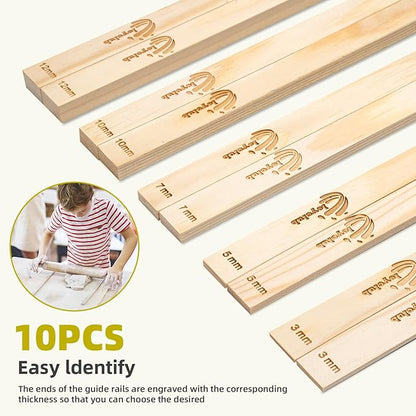 Pottery Rolling pin Guides, Clay Tools, 5-Size Mud Stick Guide for Precise Clay Thickness, Premium Pottery Tools for Hobbyists & Ceramic Artists (13.4inch)